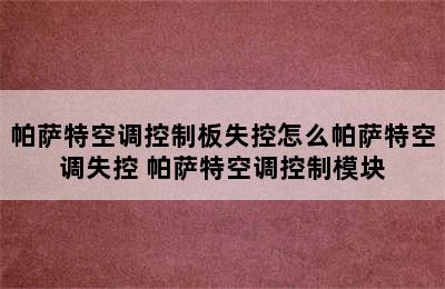 帕萨特空调控制板失控怎么帕萨特空调失控 帕萨特空调控制模块